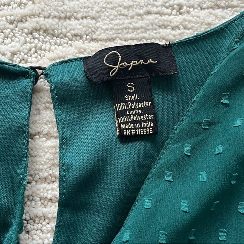 Japna Green Flowy Long Sleeve Mini Dress w Blended Polka Dot size small - Picture 9 of 15